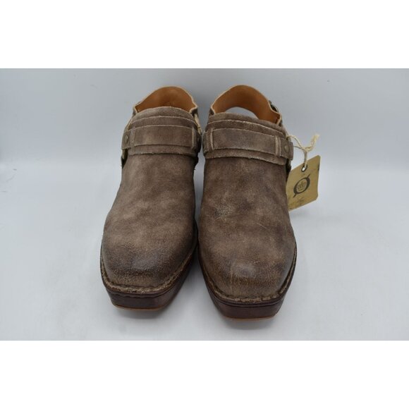 Born Womens Size 9 Hudson Slingback Taupe Distressed Leather Heeled Clogs Shoes - Picture 6 of 11